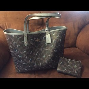 Reversible Coach tote and matching wristlet